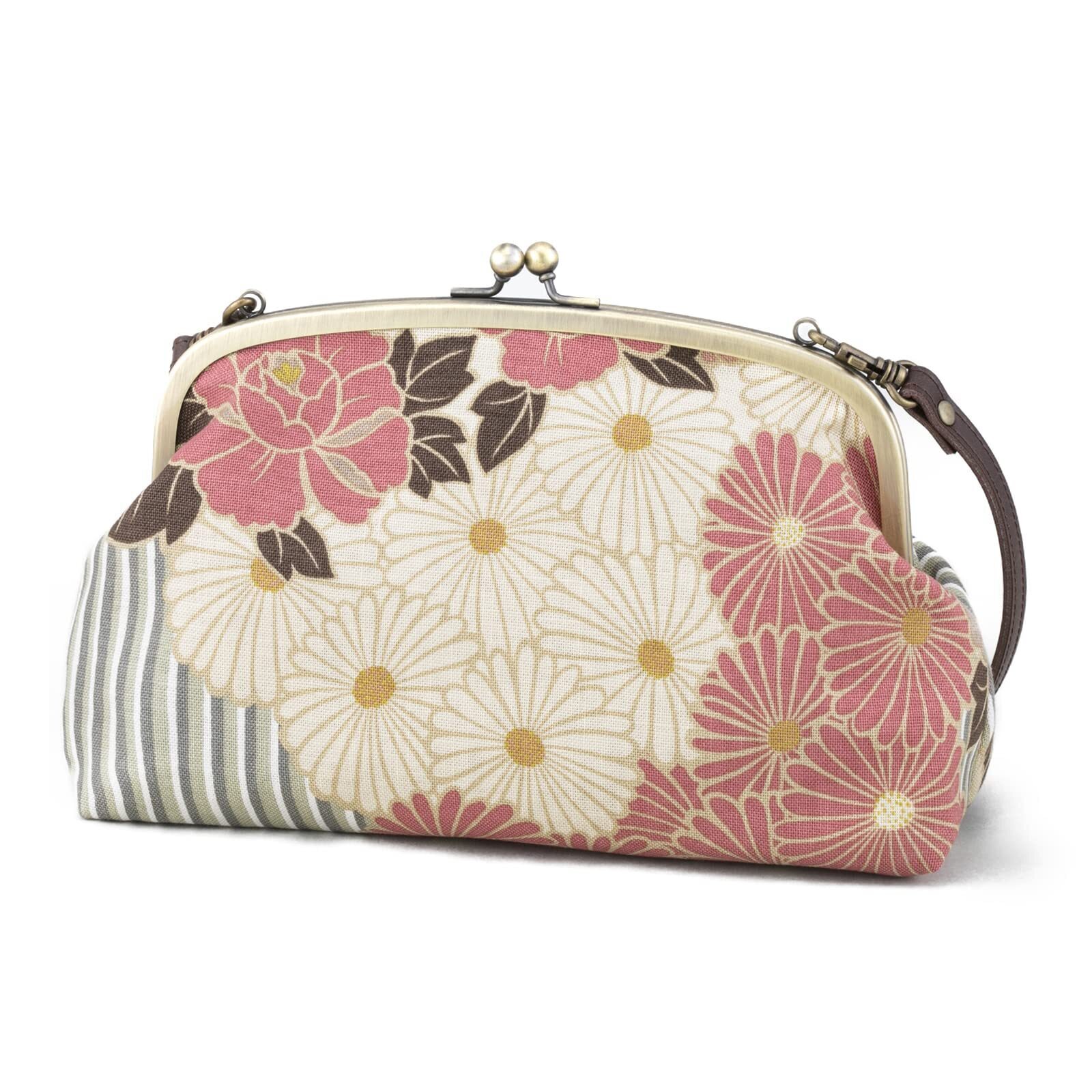 5732 Vintage Floral Kiss Lock Handbag And Crossbody Bag Dual-Use Bag/Retro